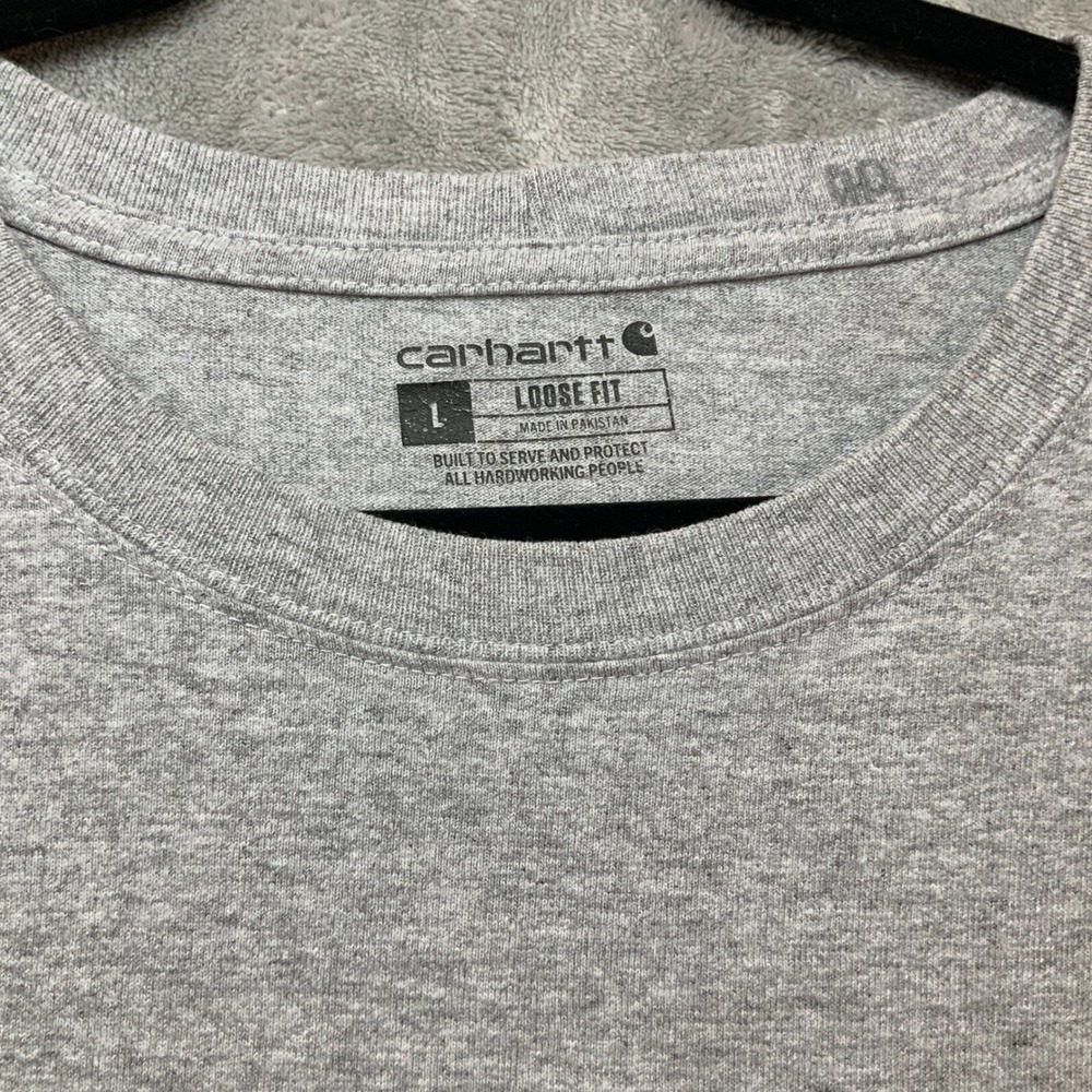 Carhartt Mens Long Sleeve Pocket T-Shirt Loose Fit Heather Gray Large K126 HGY - Picture 3 of 7